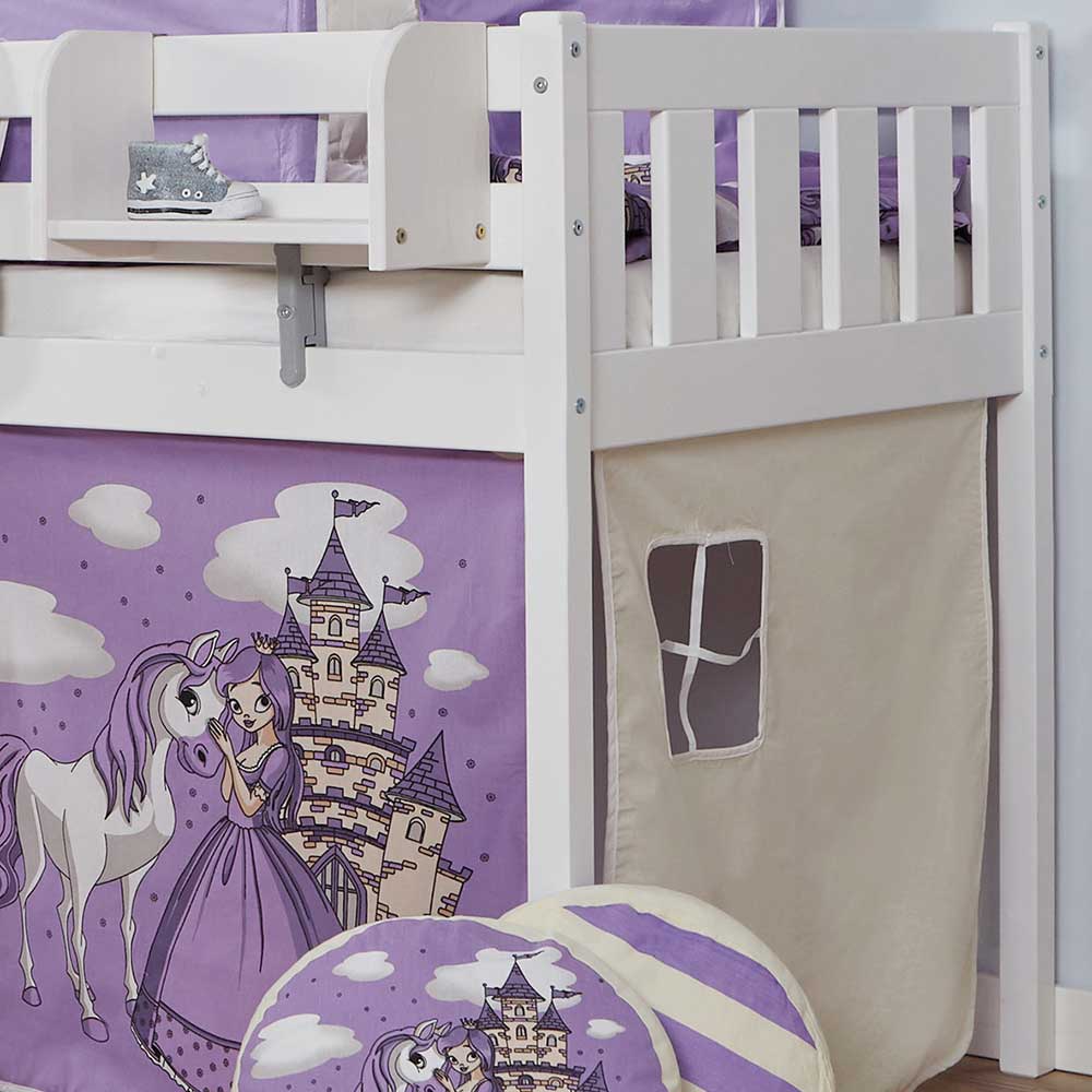 Hohes Kinderbett mit Rutsche schräg - Centauras
