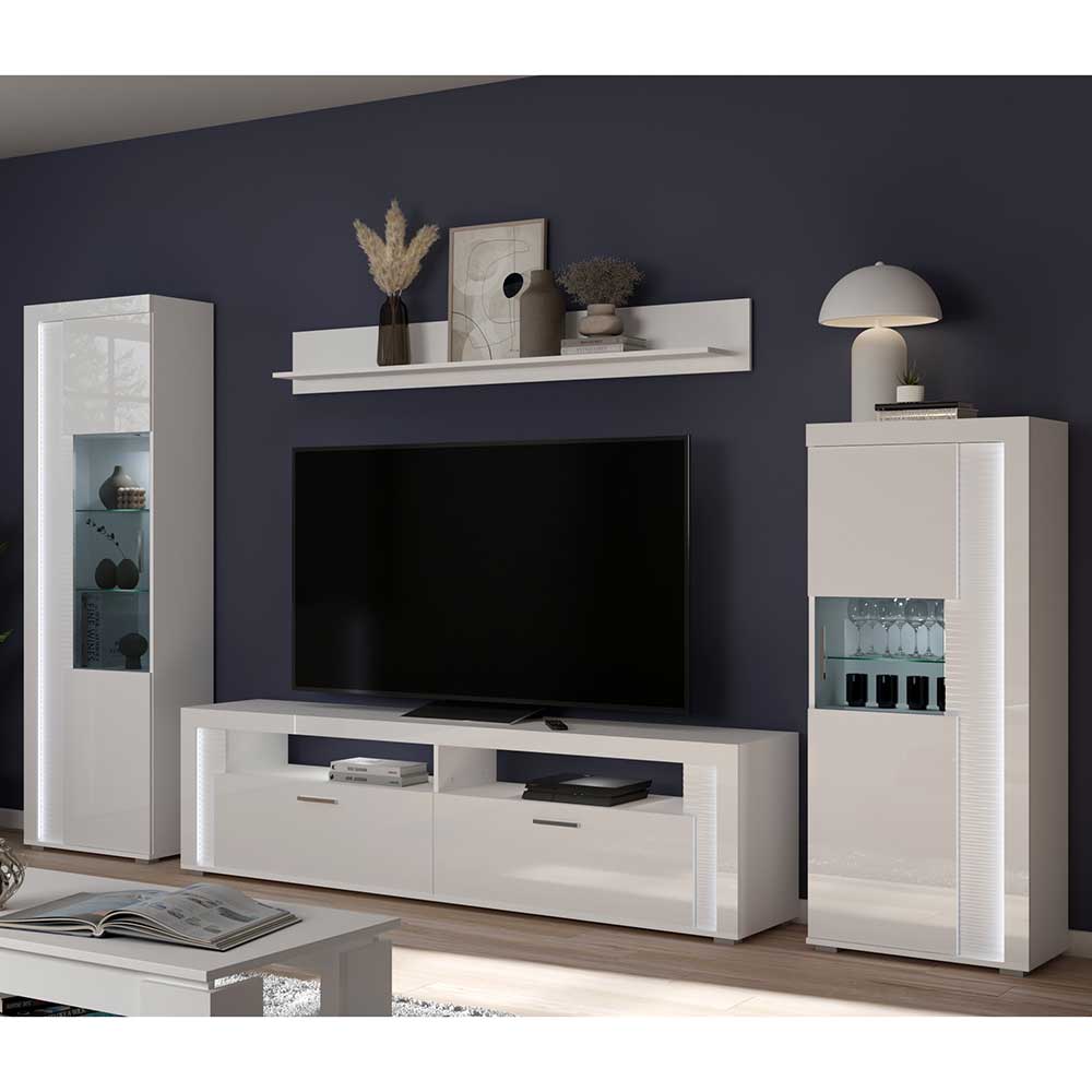 TV Wohnwand Möbel mit LED Set - Gomata (vierteilig)