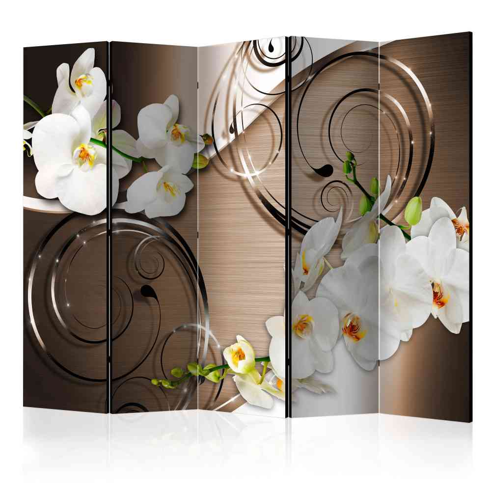 Brauner Design Paravent mit Orchideen - Armele