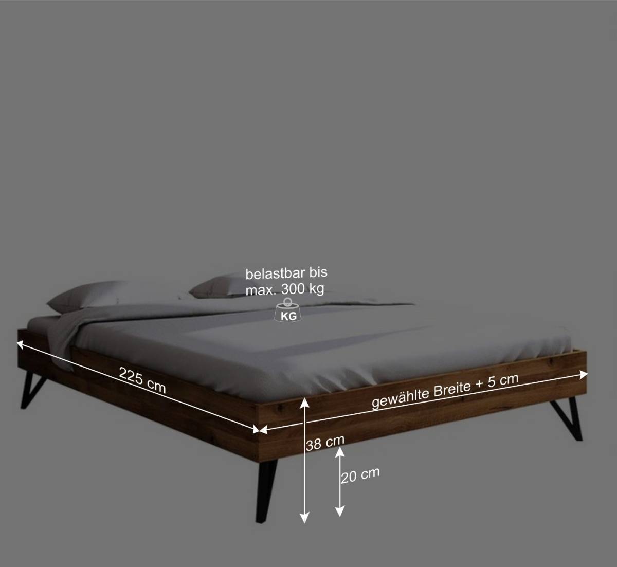 220cm langes Bett ohne Kopfteil - Mandirov
