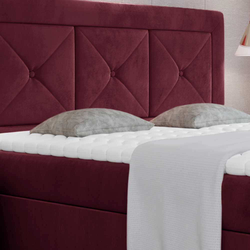 Samt Komplettbett in Bordeaux Rot - Flexin