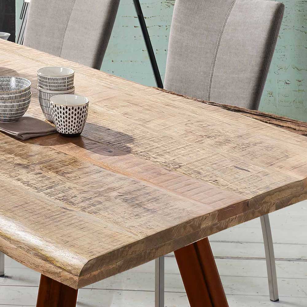 Designer Esstisch mit Baumkante Platte Mango - Leveziano