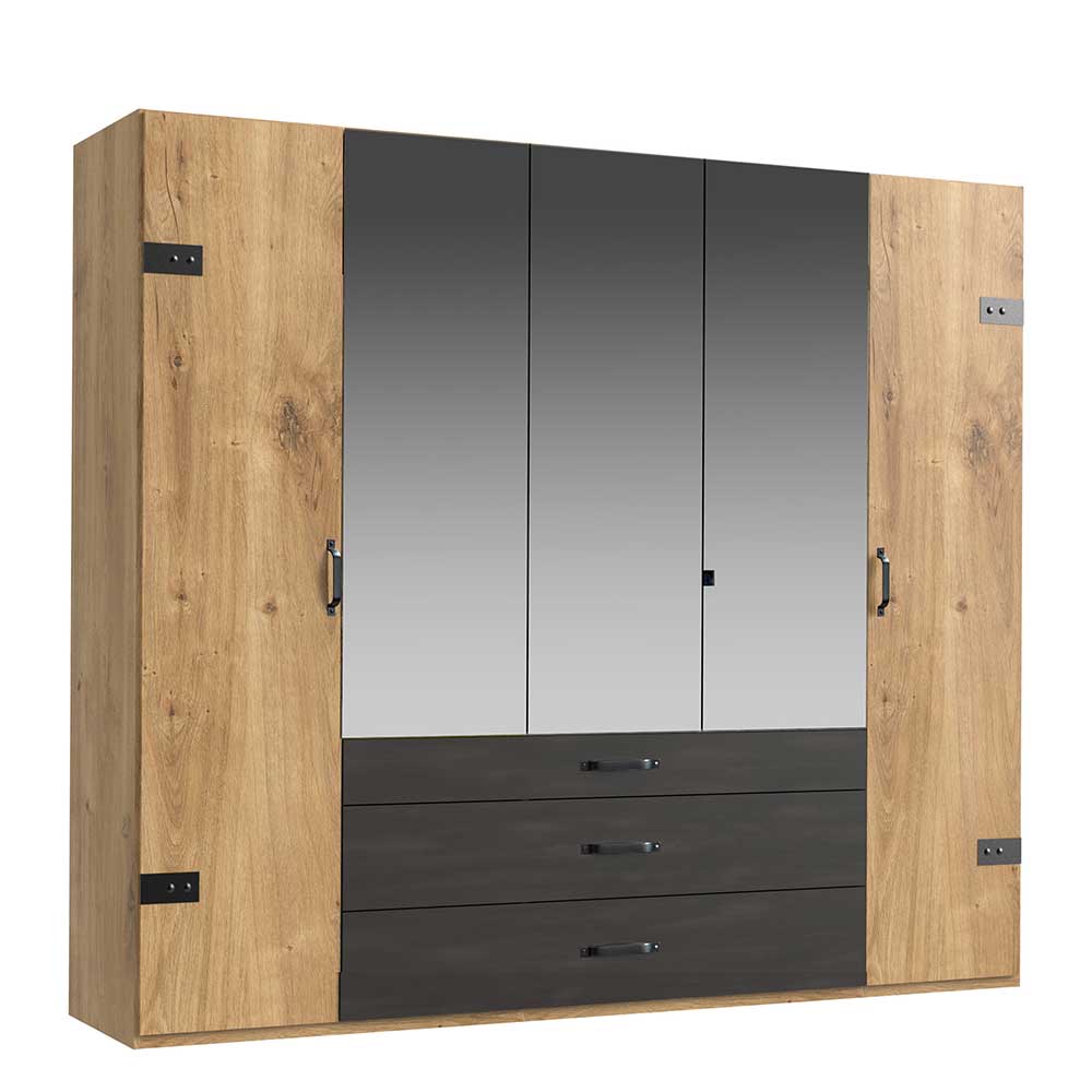 Kleiderschrank mit Türen und Schubladen modern - Bram