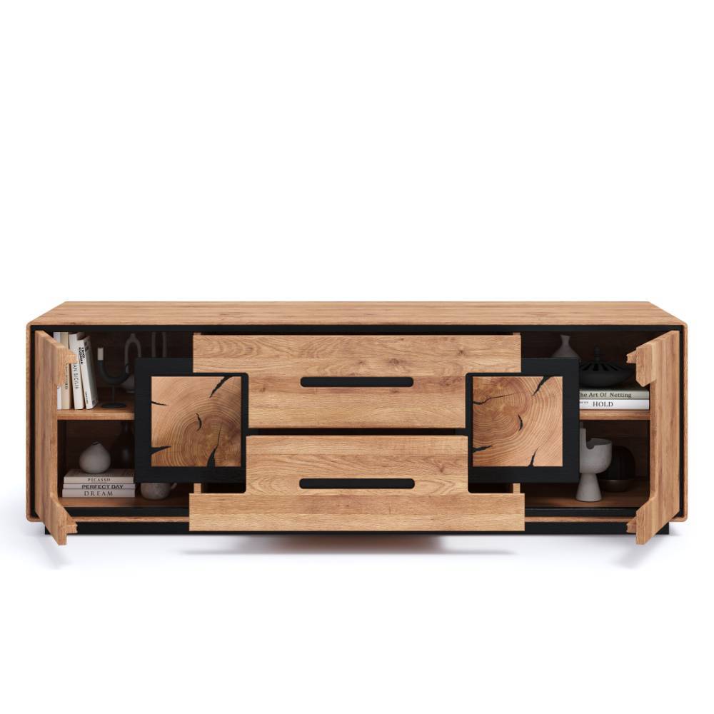 TV Lowboard mit Hirnholz Applikationen - Shipper