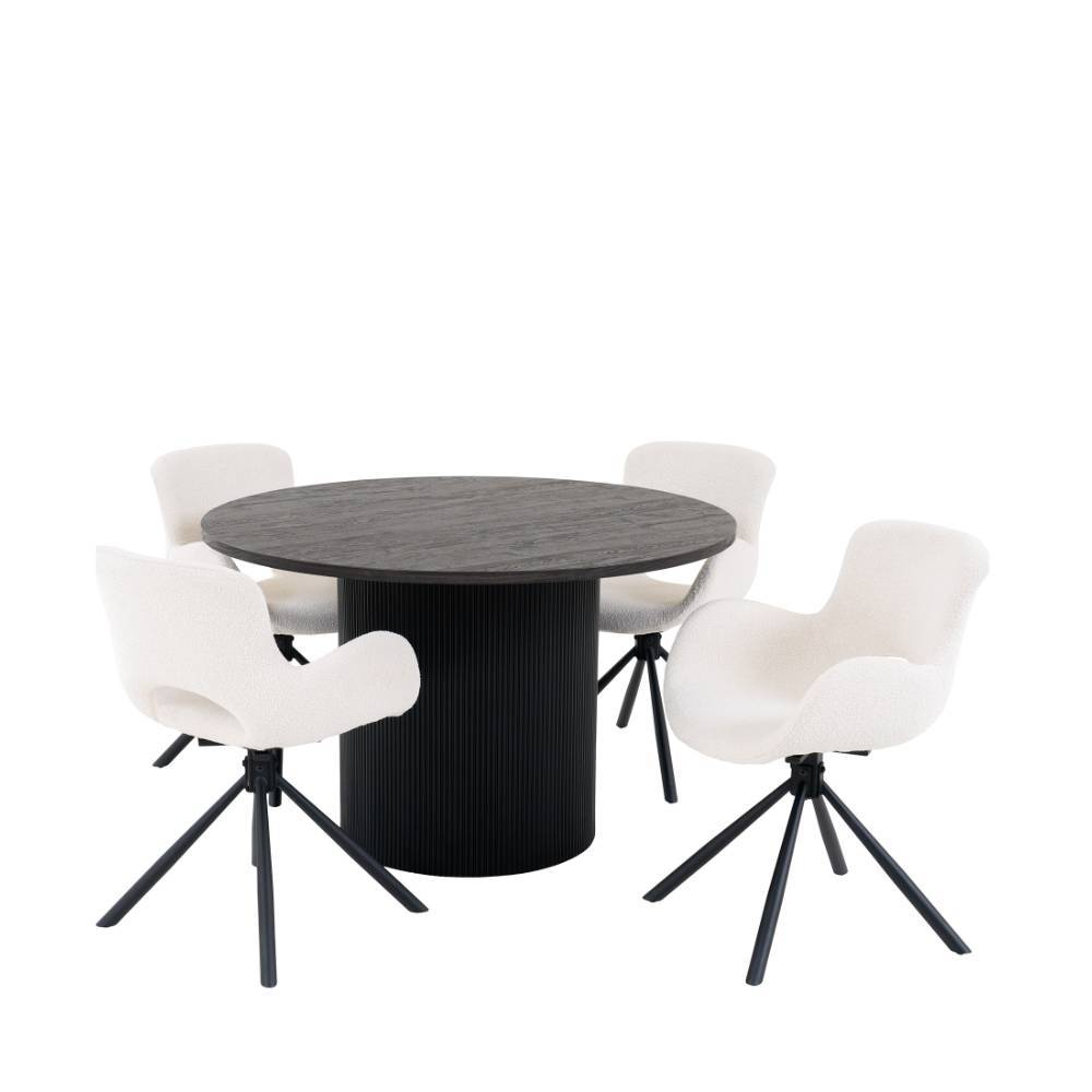 Runder Esstisch und Drehstühle Set - Calm (fünfteilig)