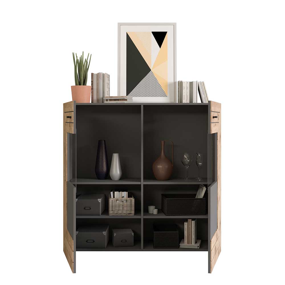 Design Wohnzimmerschrank mit Glaseinsätzen - Scarlett