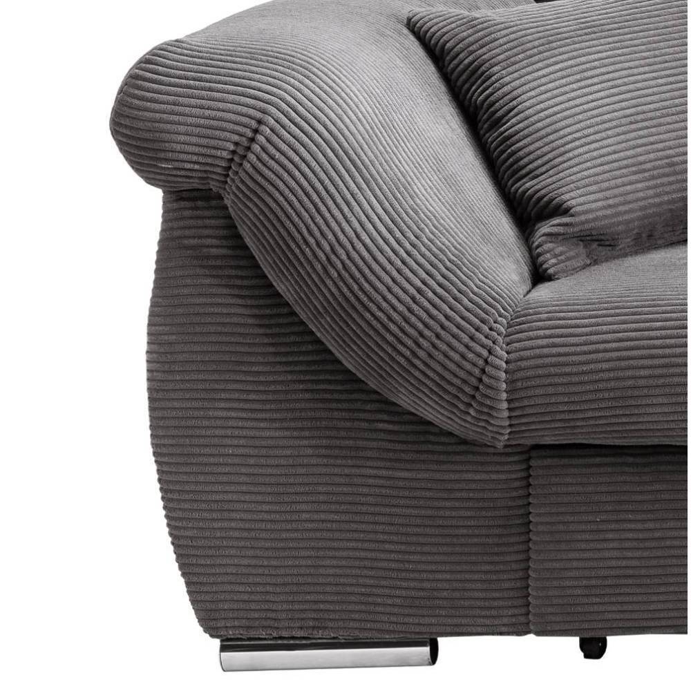 Ecksofa mit Schlaffunktion in Grau Cord - Forcelan
