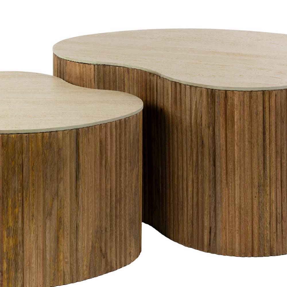 Couchtisch Duo in Travertin Optik - Cervasius (zweiteilig)