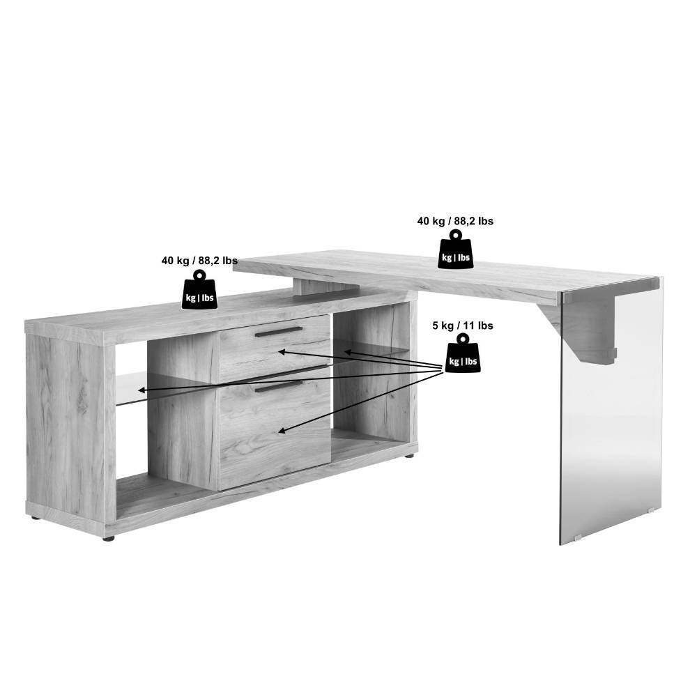 Design-Schreibtisch in Weiß und Transparent - Rosenna
