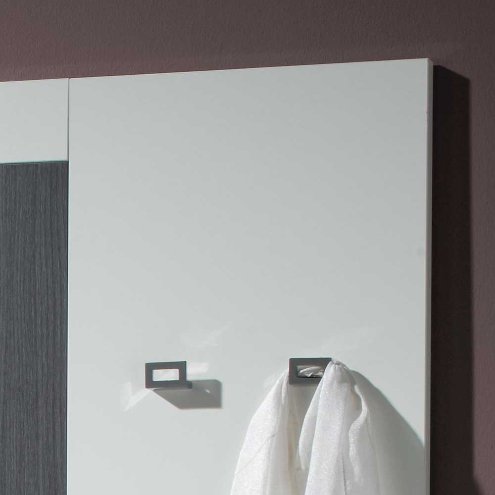 Modernes Garderobenpaneel Drosdanus in Grau und Weiß hochglänzend