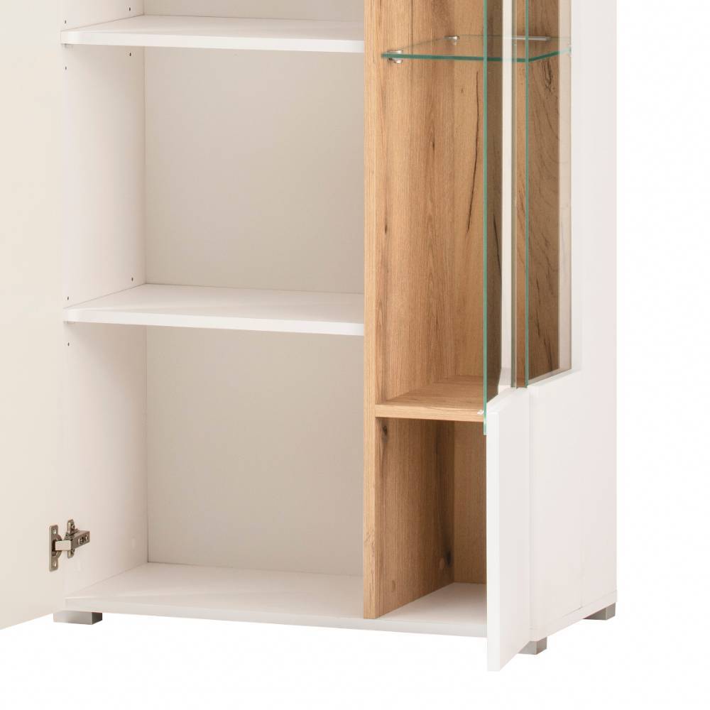 Vitrine in Weiß mit Eiche - Acke