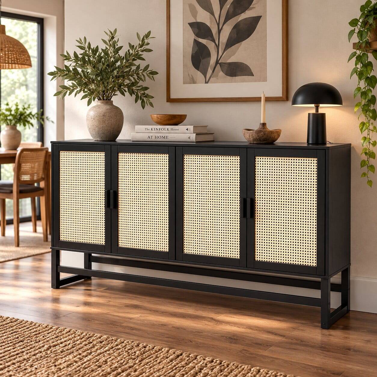 Sideboard in Dunkelbraun mit Wiener Geflecht - Santiana