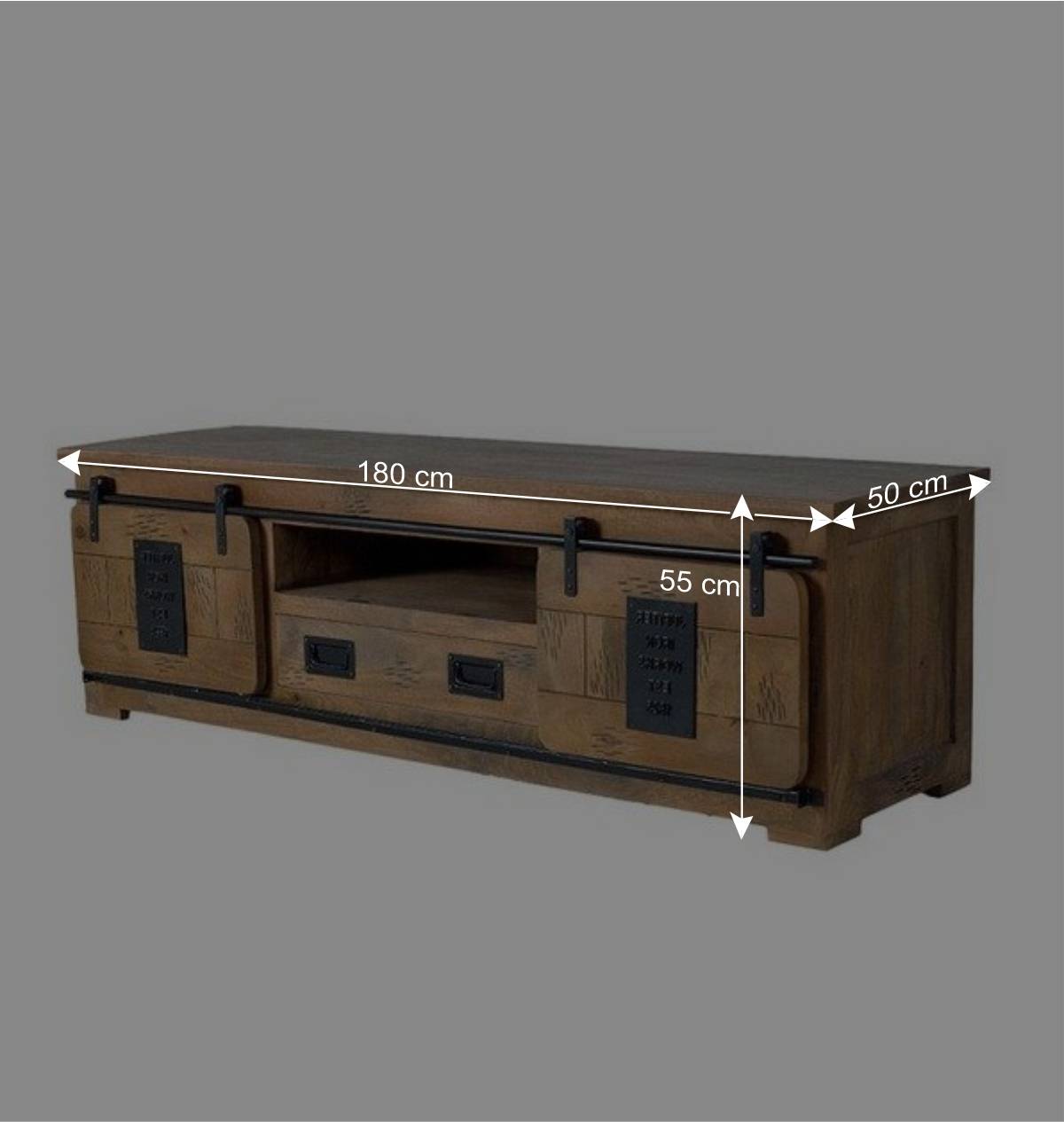 Industrial Design TV Lowboard aus Mangoholz - Semian