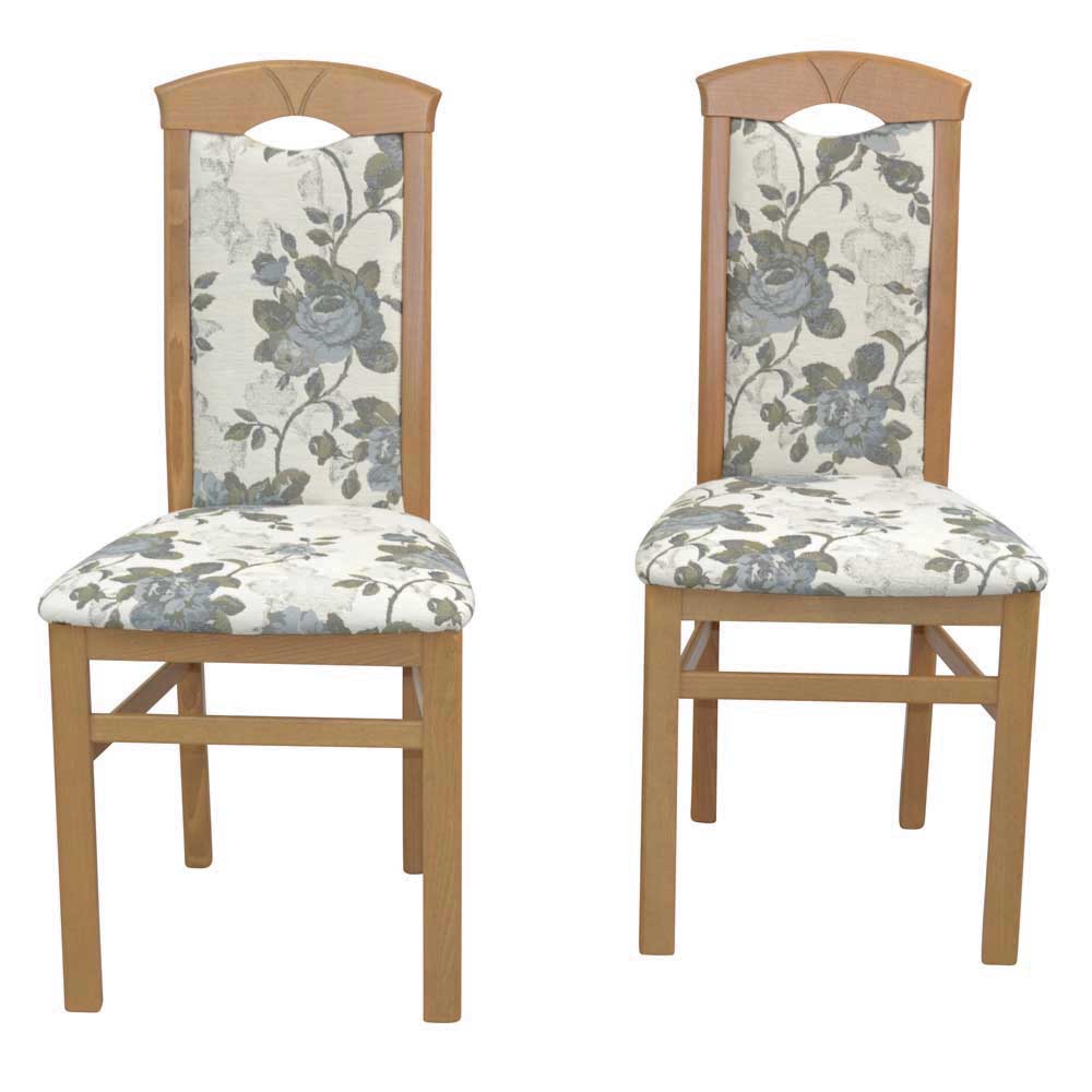 Stühle in Beige mit Blumen - Lixiam (2er Set)