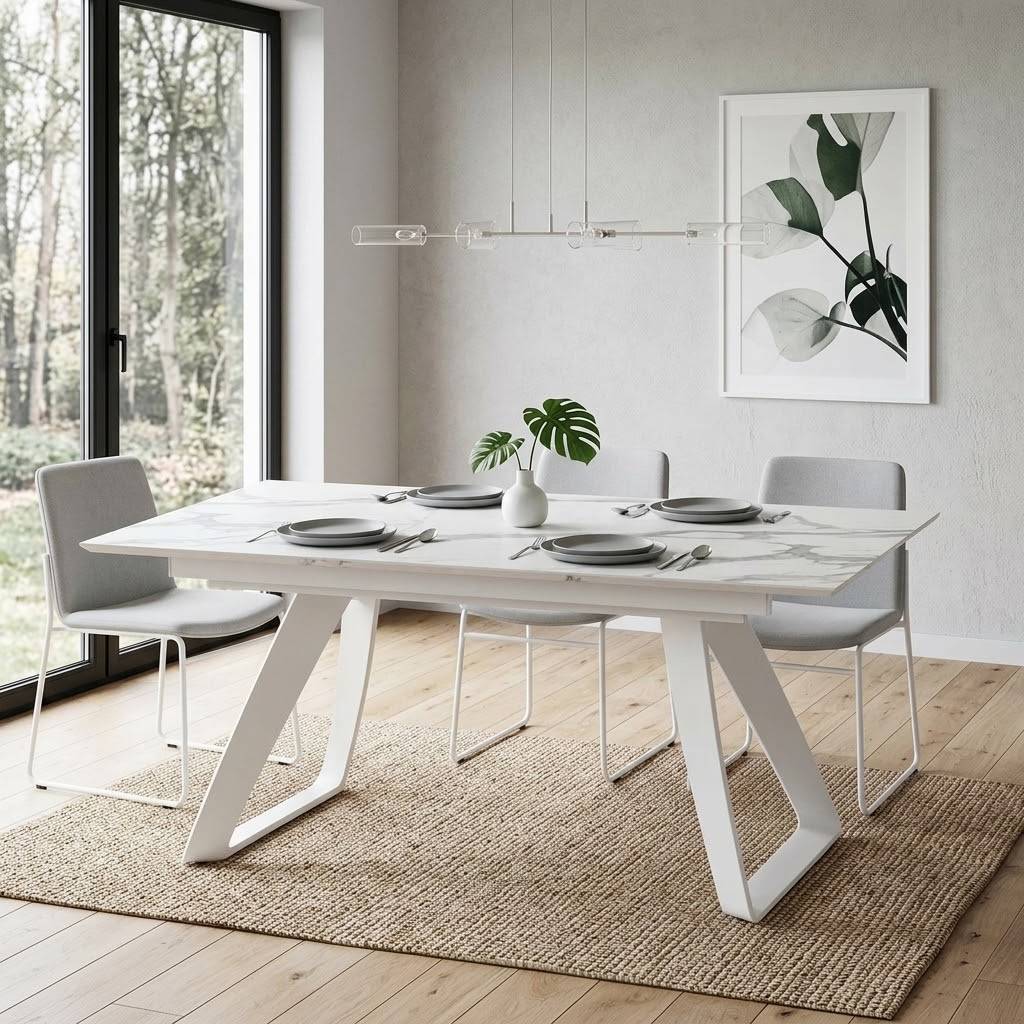Marmor Design HPL Esstisch mit Stahlgestell - Zyra