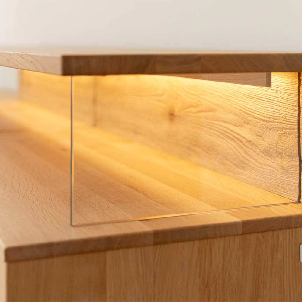 TV Lowboard mit LED aus Eiche Massivholz - Eribella