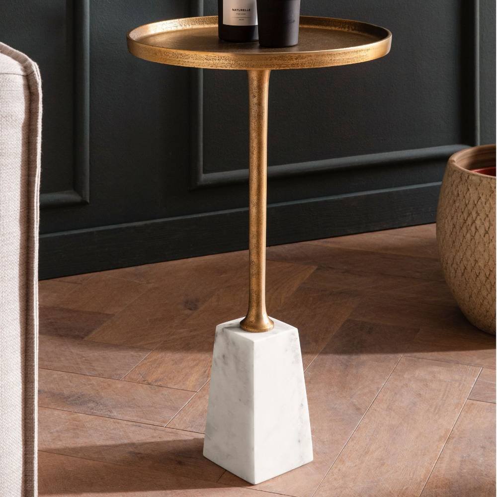 Design-Beistelltisch in Gold Aluminium Metall - Montuna