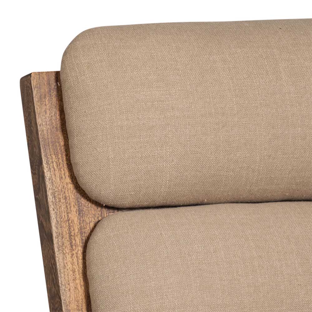 Akazienholz Sessel in Beige Boucle - Uriscano