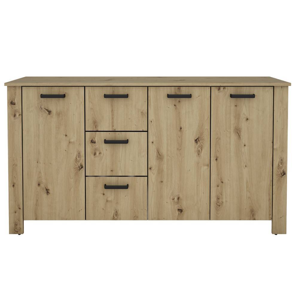 Kombi-Sideboard in Wildeichefarben mit drei Türen und drei Schubladen – Monte