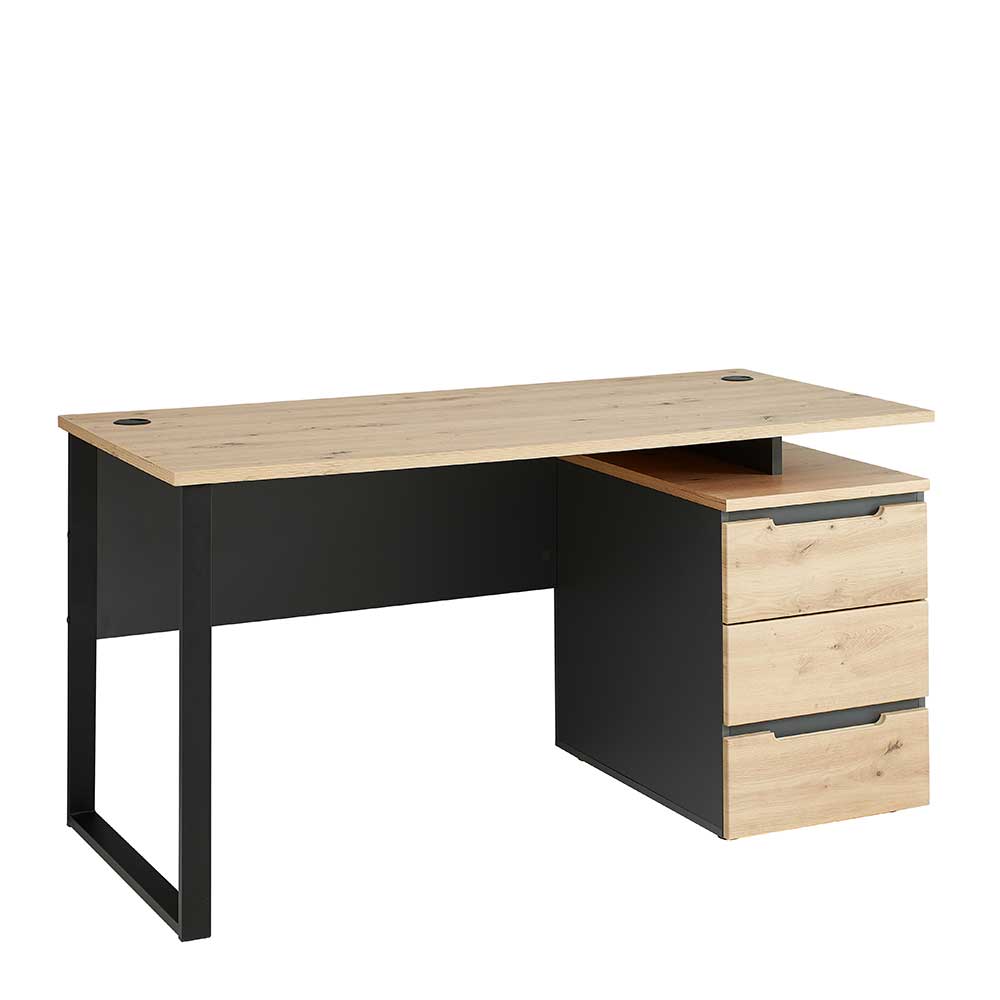 Schreibtisch mit Schubladen zweifarbig - Kuetra