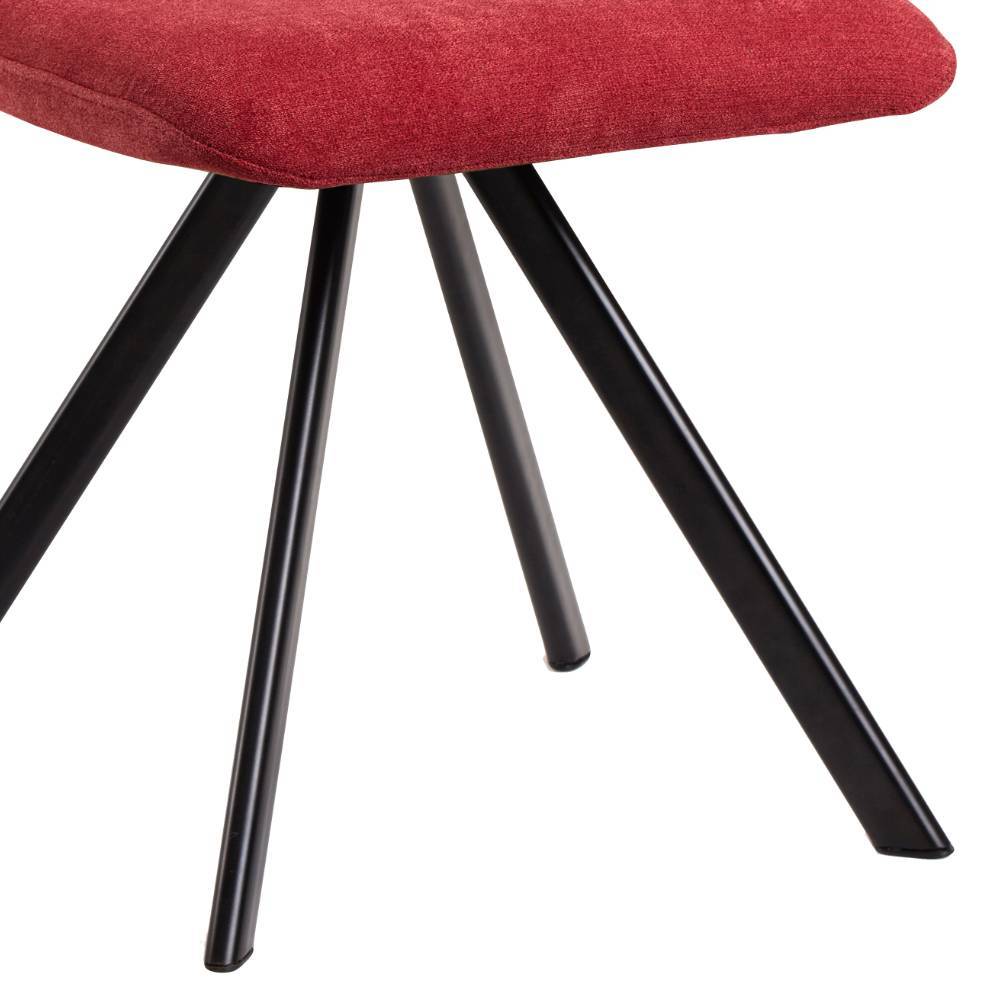 Esszimmerstühle in Rot Flockstoff - Annipurk (2er Set)