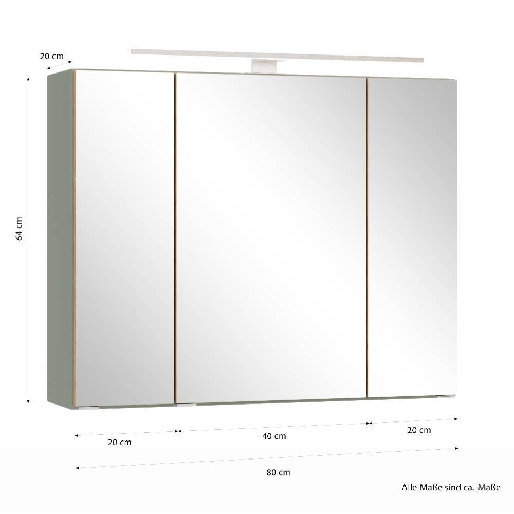 80cm Bad-Spiegelschrank in Graugrün - Malivtros