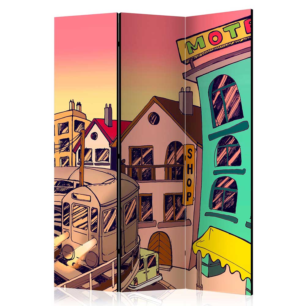 Comic Motiv Paravent mit Stadt Ansicht - Barna