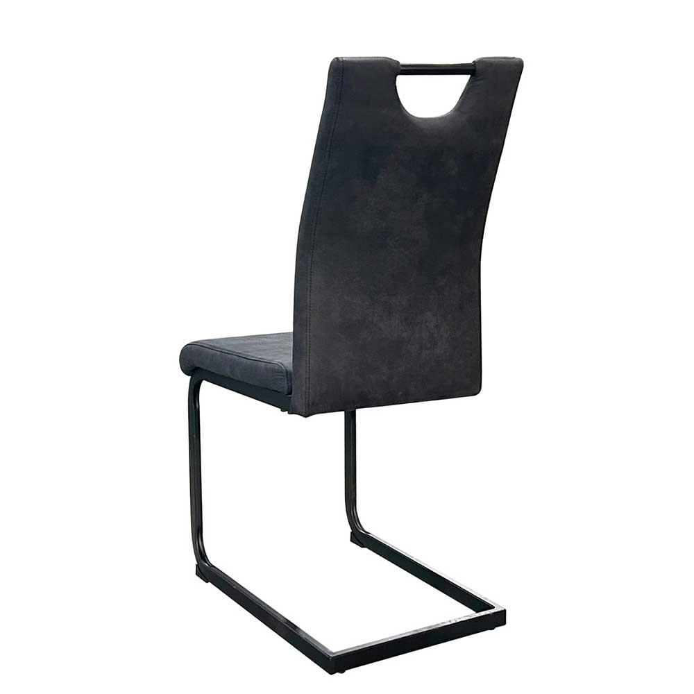 Freischwinger Stuhl in Anthrazit Microfaser - Brombere (2er Set)