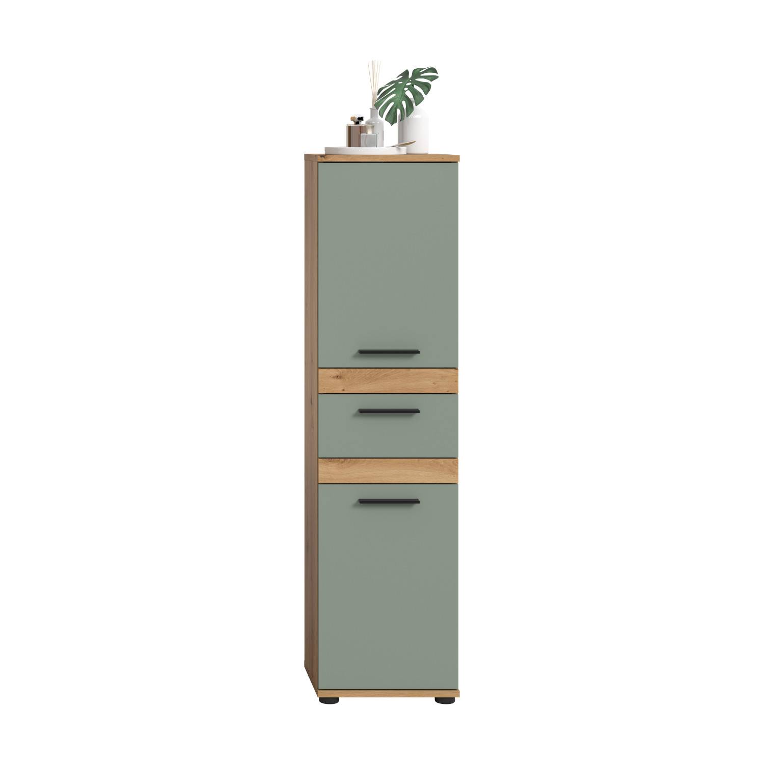 Hoher Badschrank in Salbeigrün - Luzanos