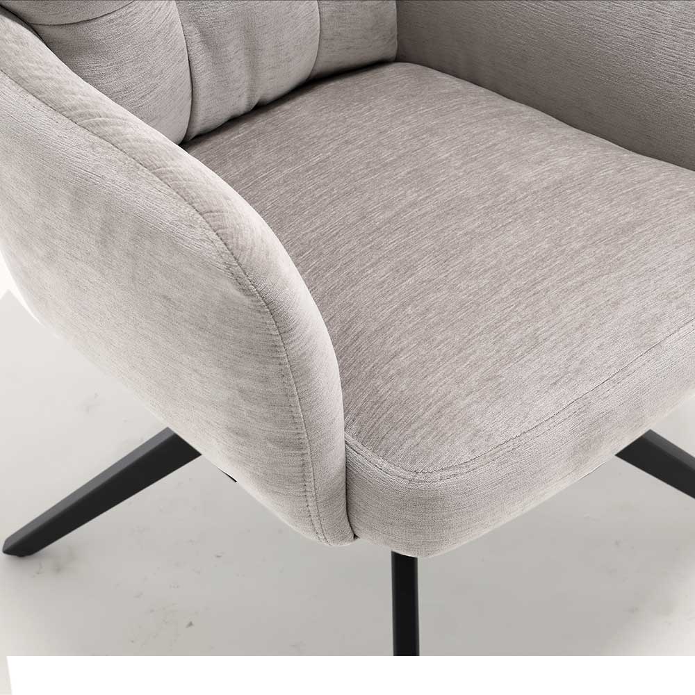 Chenille Tischsessel in Taupe - Vatros (2er Set)