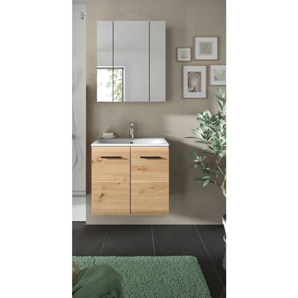 Modernes Waschplatz Set für das Bad mit Spiegelschrank und Waschtischunterschrank – Canopus