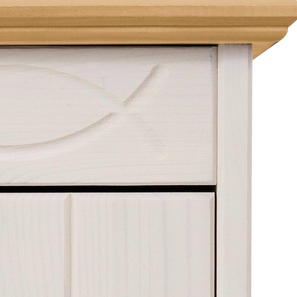 Highboard Vitrine in Weiß und Kiefer Honig - Zentra
