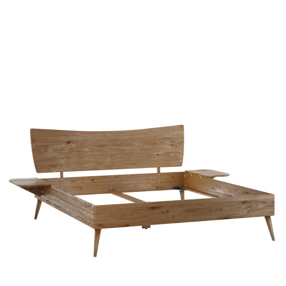 Wildeiche-Bett mit Holz-Kopfteil - Plural