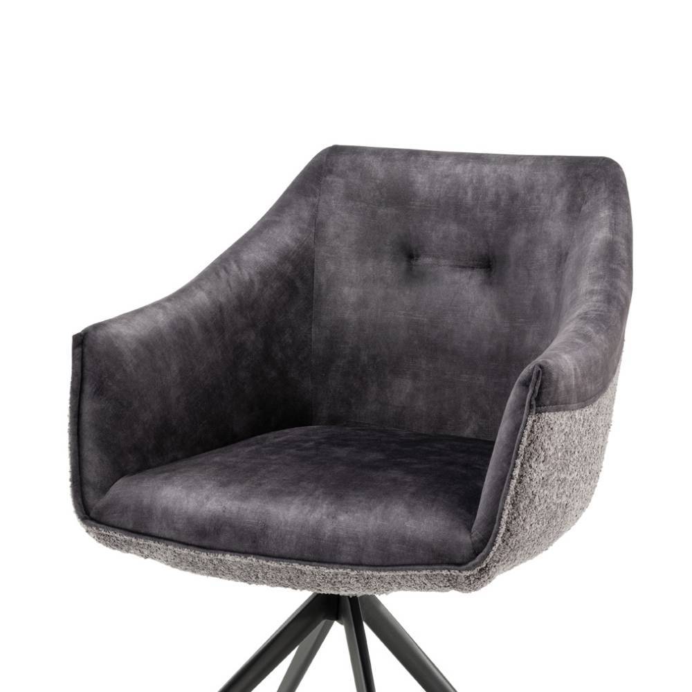 Esstisch-Sessel in Dunkelgrau Material-Mix - Chiak