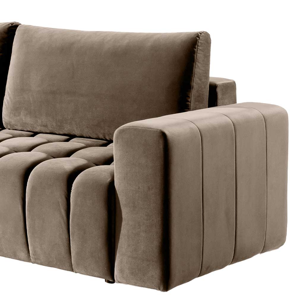 Wohnzimmersofa mit Bettfunktion in Hellbraun - Coisma