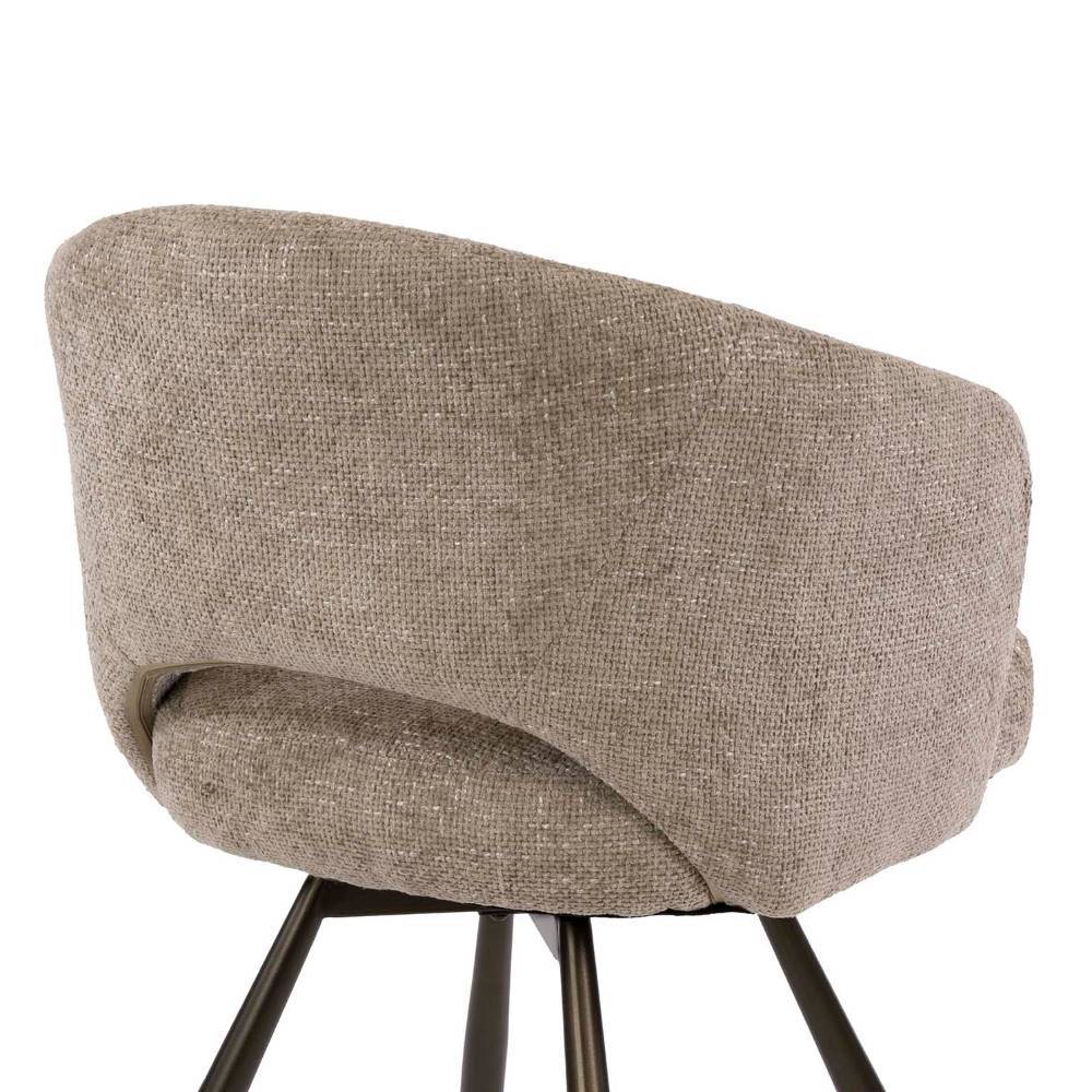 Drehbarer Cocktailsessel im 2er Set von hinten mit beiger Polsterung und schwarzem Metallgestell – Lecce