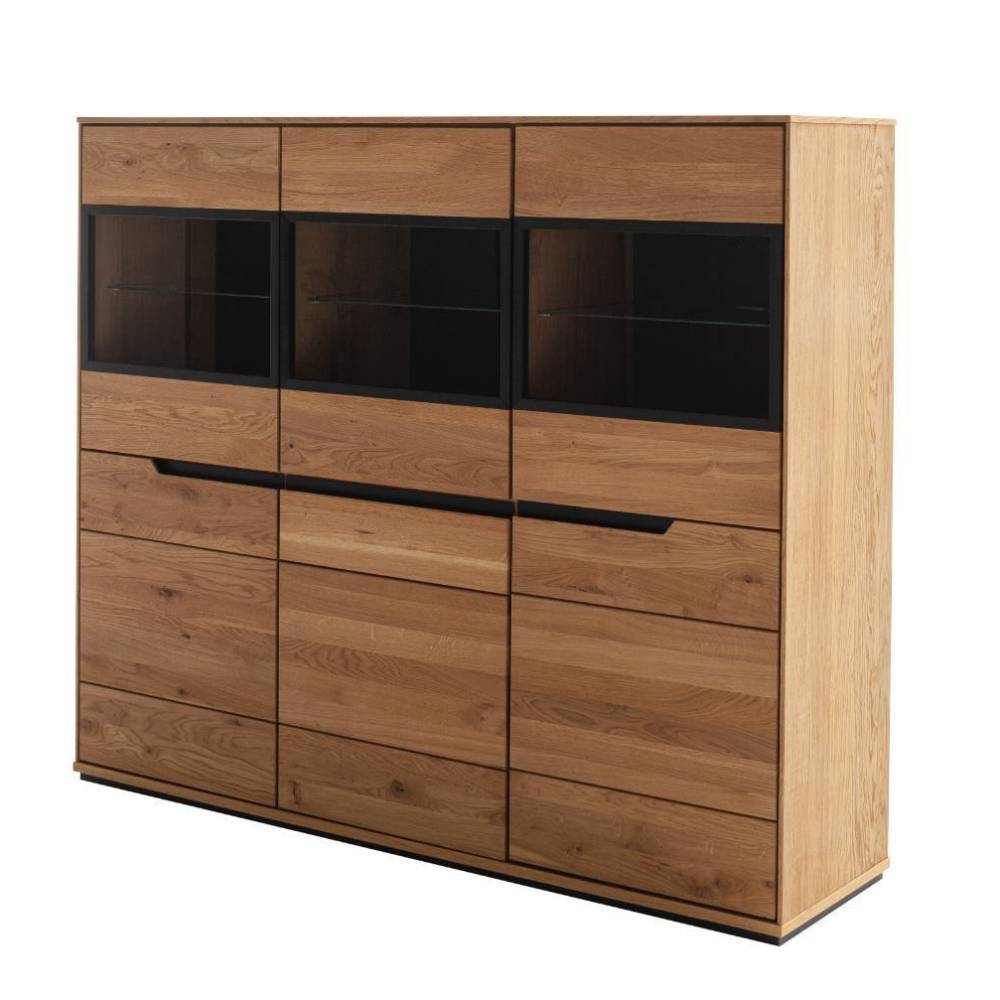 Highboard-Vitrine in Wildeiche teilmassiv - Pulvaria