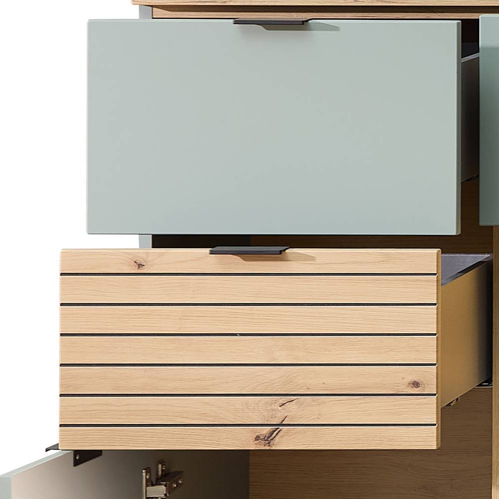 Highboard in Graugrün und Wildeiche Natur - Halimi