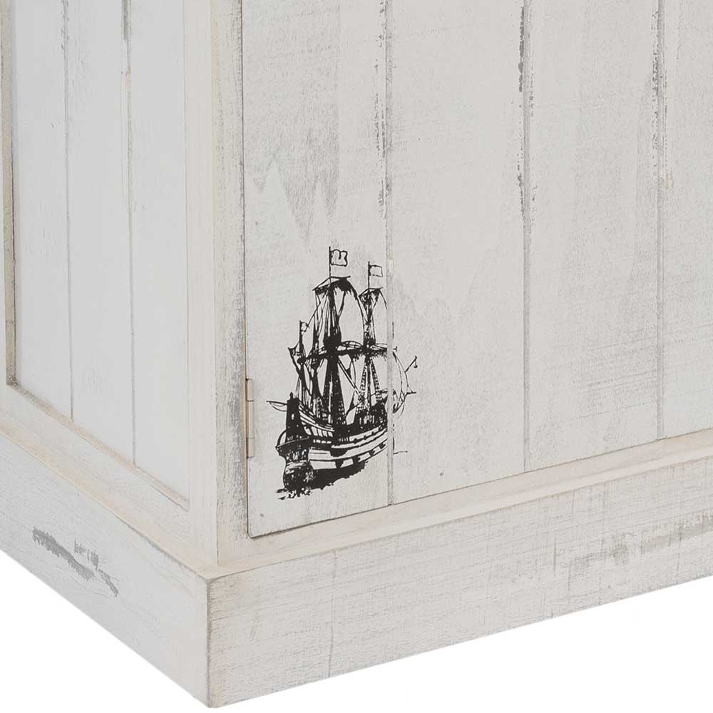 Holzkommode in Weiß mit maritimem Design - Onorato