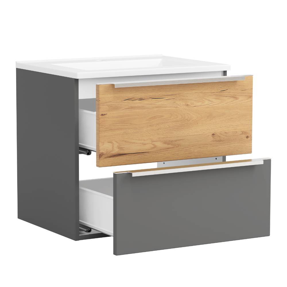 60cm Waschbeckenschrank in Mattgrau - Reill