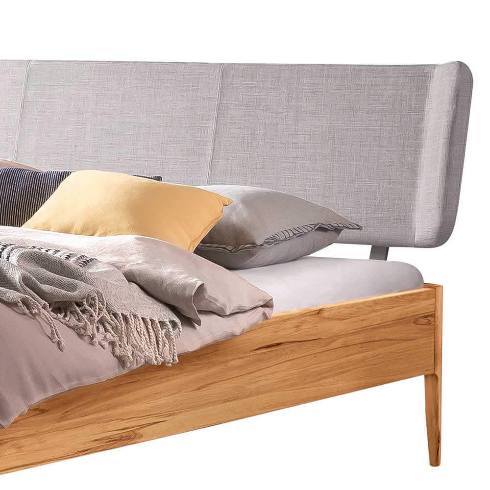 Wildbuche Bett mit Kopfteil aus Stoff in Grau - Bonifazio