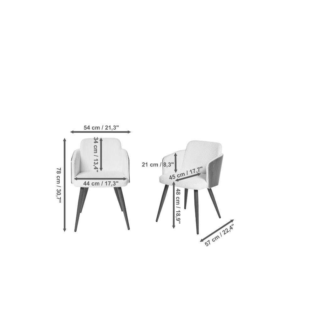 Design-Armlehnenstühle in Offwhite Cord - Stellario (2er Set)