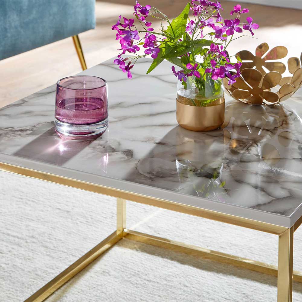 Wohnzimmer Tisch in grauer Marmor Optik - Eleon