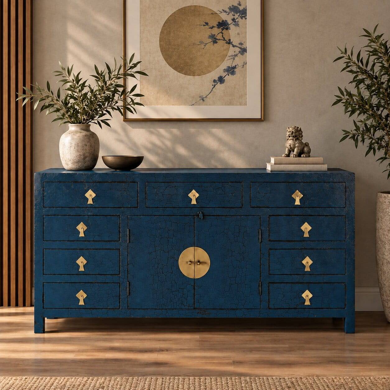 Blaues Sideboard im asiatischen Stil - Enrossino