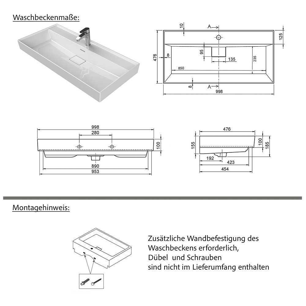 Badezimmermöbel Kombi in Schwarz - Ostoro (fünfteilig)