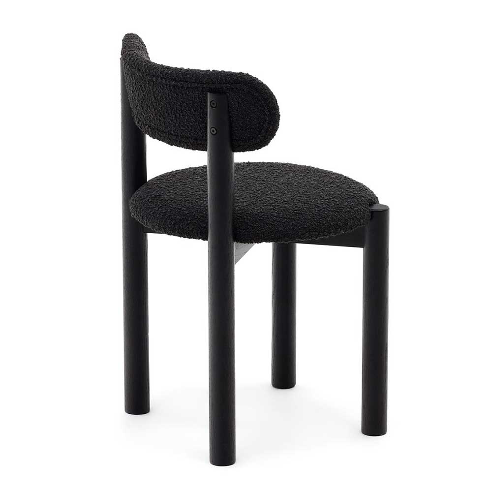 Schwarze Stühle aus Boucle und Eiche - Yocha (2er Set)