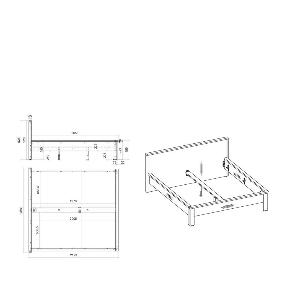 Doppelbett Set in Weiß & Anthrazit - Tramos (dreiteilig)
