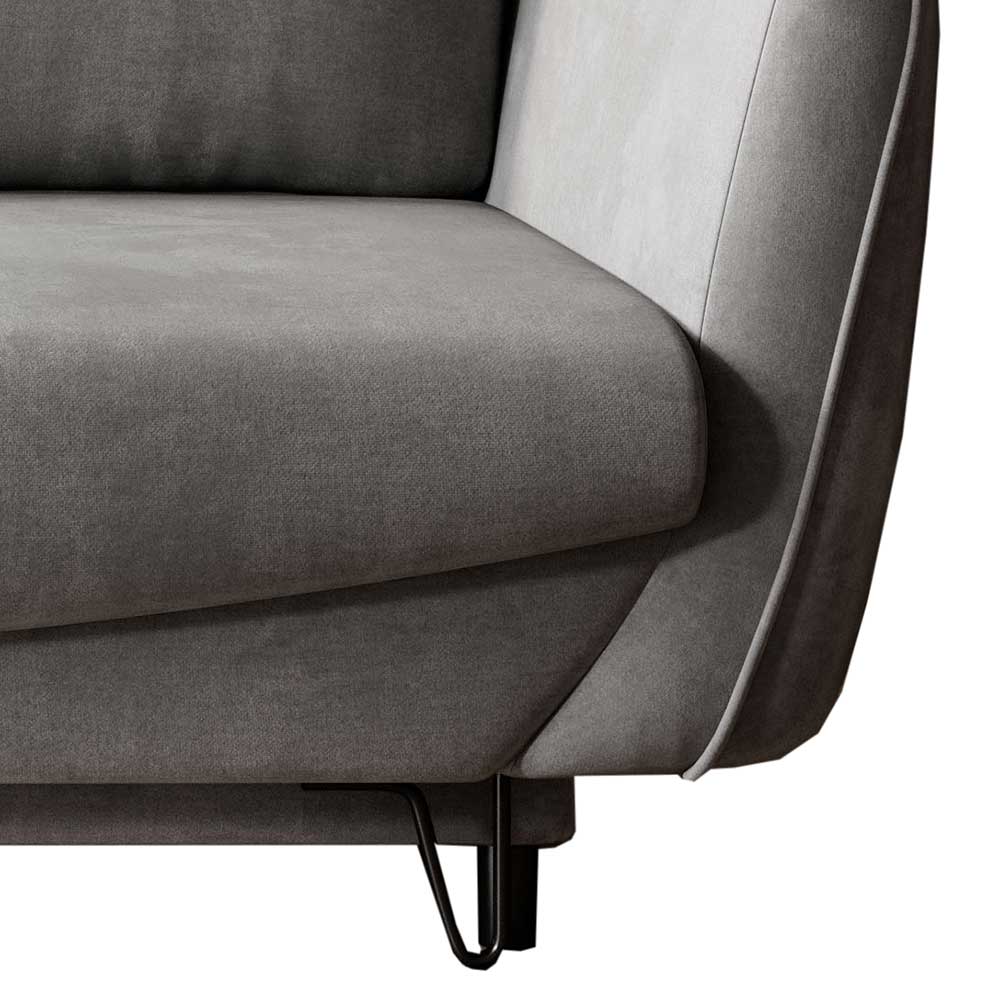 Velours Bettsofa in Hellgrau - Woodna