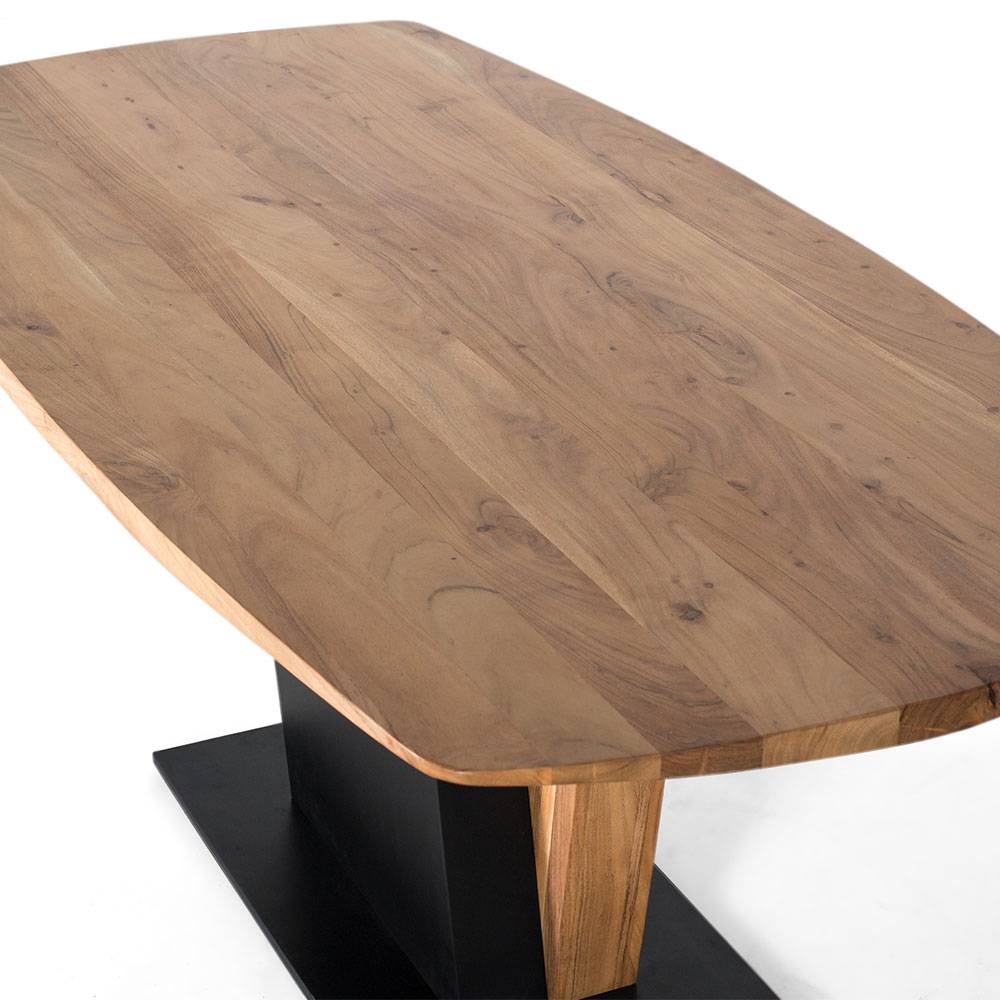 Design Esszimmertisch in Akazie Natur mit Schwarz - Karibia