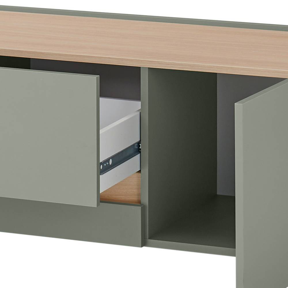 Wohnzimmer Wohnwand Set in Graugrün - Socotta (vierteilig)